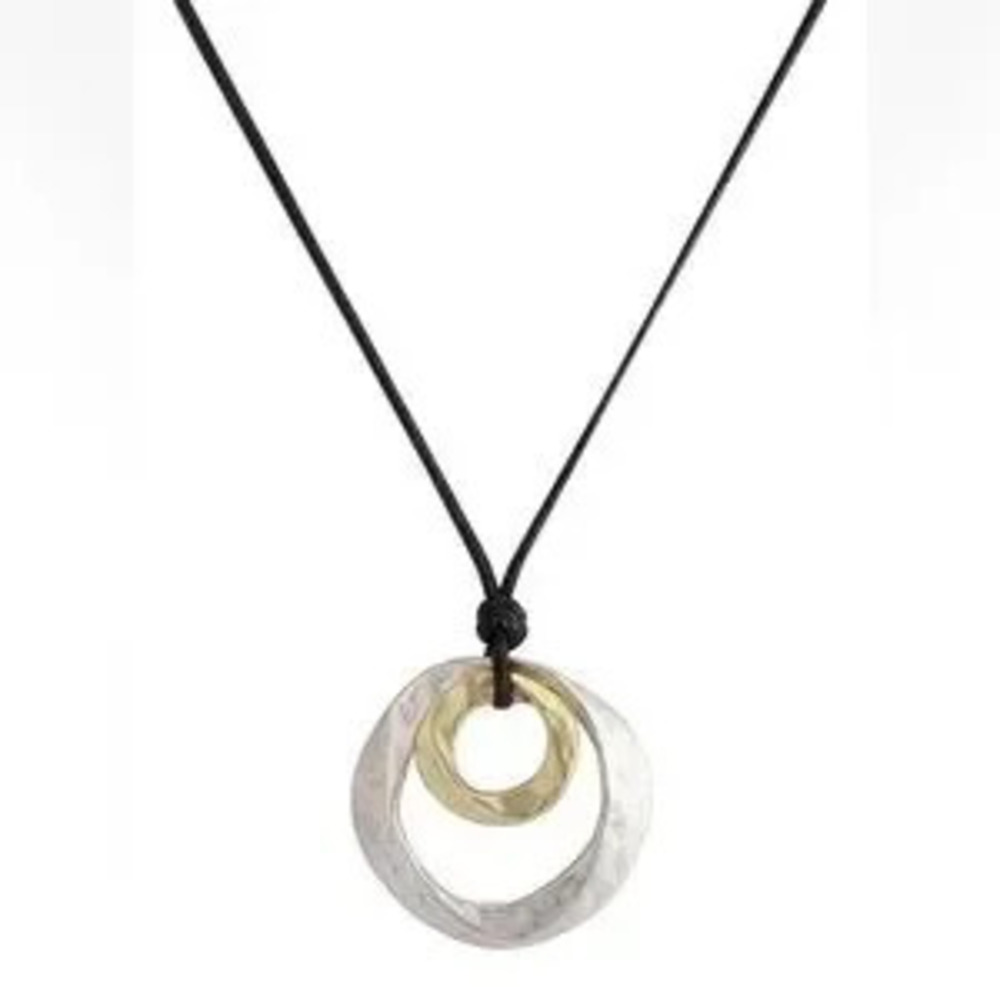 Boho Silver and Gold Sun Pendant Necklace